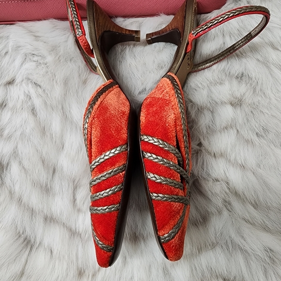 NWOT Bottega Veneta Coral Velvet Braided Slingback Heels Size 6 US EU 36 - Picture 5 of 8